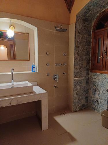 a bathroom with a sink and a shower at Iteru inn villa in Fayoum