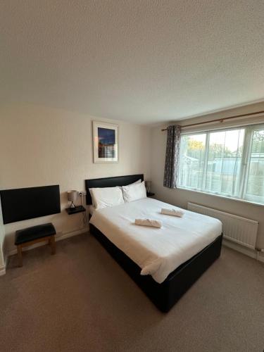 a bedroom with a large bed and a window at Capri Guest House in Torquay