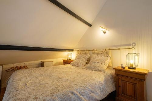 Ένα ή περισσότερα κρεβάτια σε δωμάτιο στο Appart cosy avec Spa - Liziec