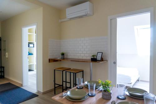 Kuchyň nebo kuchyňský kout v ubytování Modernes Apartment für Monteure, Projektteams und Durchreisende