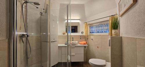 Ferienhaus FH6 في غرال موريتز: حمام مع دش ومرحاض