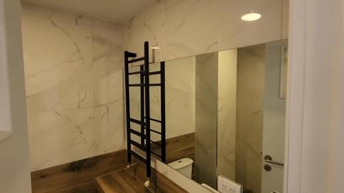 马德普拉塔Alquileres Corrientes的带镜子和马桶的浴室