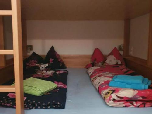 1 dormitorio con 2 literas y almohadas en one bedroom apartment, en Farnau