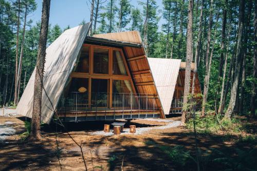 a house in the middle of a forest at SANU 2nd Home 河口湖1st in Fujikawaguchiko