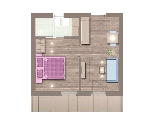 a rendering of a floor plan of aominium at Alpin Relais B&B Villa Melisse in Colfosco