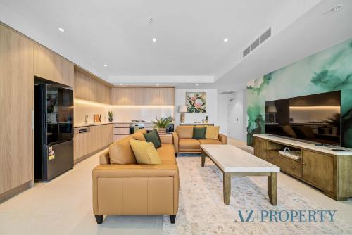 Et tv og/eller underholdning på Luxury Perth CBD Apartment with Pool & Gym