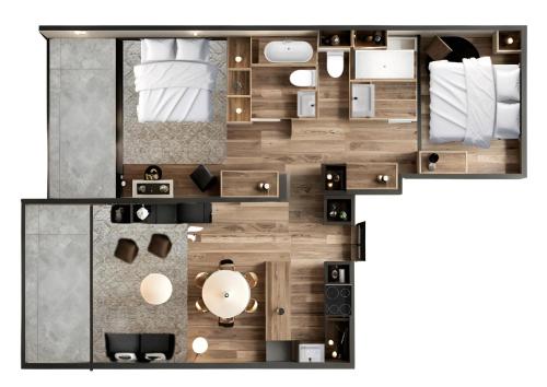 Ένα ή περισσότερα κρεβάτια σε δωμάτιο στο La Résidence Belledonne