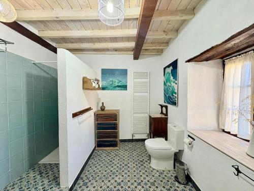 une salle de bains avec toilettes et lavabo dans l'établissement Casa rural Fuente Santa, à Medinilla