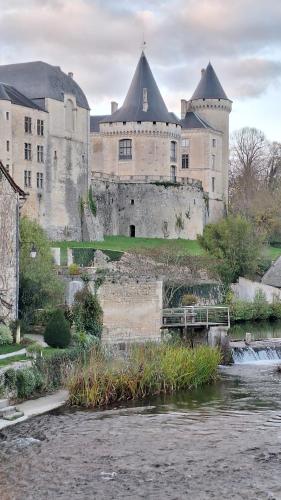 un castello con un fiume davanti di La tête dans les étoiles a Ruffec