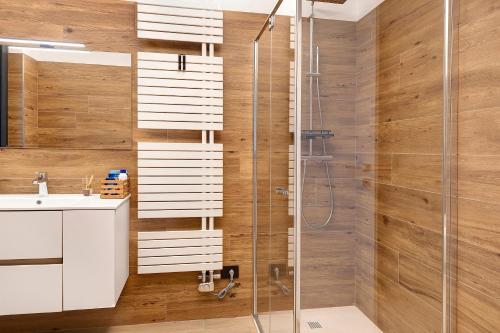 San SebastianoAppartamento Laris的浴室配有淋浴和洗手池