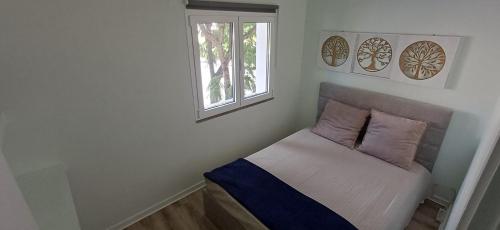 a small bed in a room with a window at Santo António Guest Apartment in Funchal