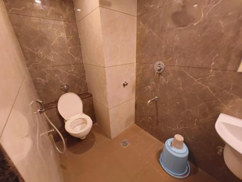 a small bathroom with a toilet and a sink at Apex Inn Manyata in Bangalore