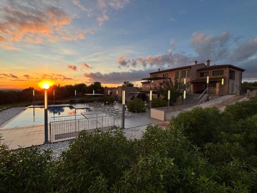 a skate park with a sunset in the background at Villa Sa Muntanyeta con Piscina Infinity Privada in Manacor