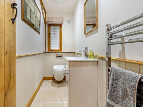 a bathroom with a toilet and a sink at 1 Bed in Leominster 95609 in Pencombe