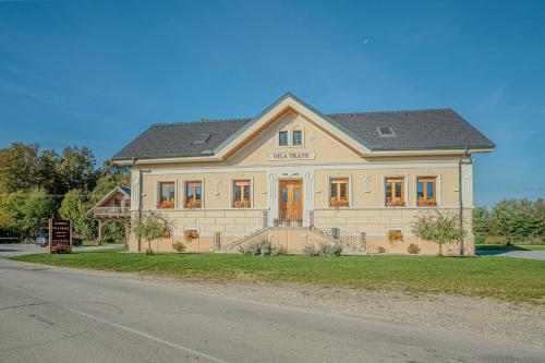 a large house on the side of a street at Vila Trate with Shared Pool and Garden in Ljutomer