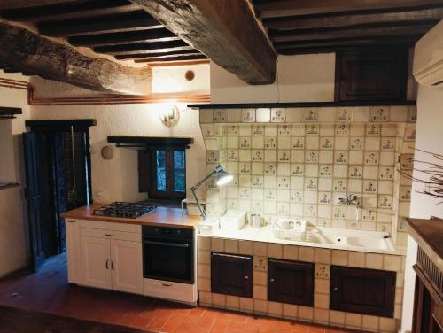 托迪Tudesia Charming house的带水槽和炉灶的厨房