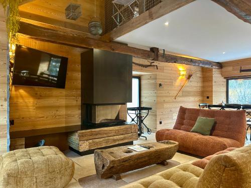 TV a/nebo společenská místnost v ubytování Chalet - Les Fermes de Céline - Barcelonnette
