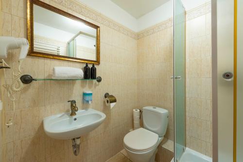 a bathroom with a toilet and a sink and a mirror at Szymonówka W Szklarskiej Porębie in Szklarska Poręba
