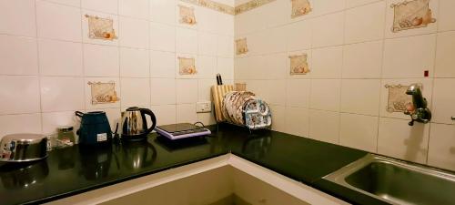 a kitchen with a sink and a counter top at The Bro's code in Puducherry