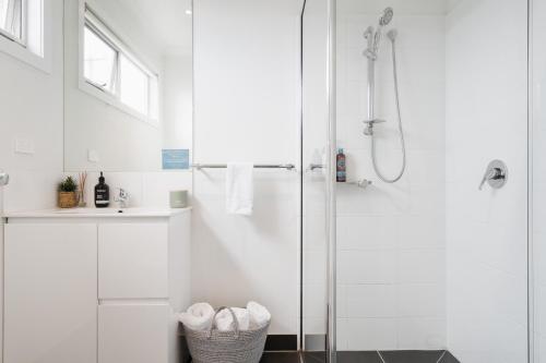 Koupelna v ubytování Hide and Sea