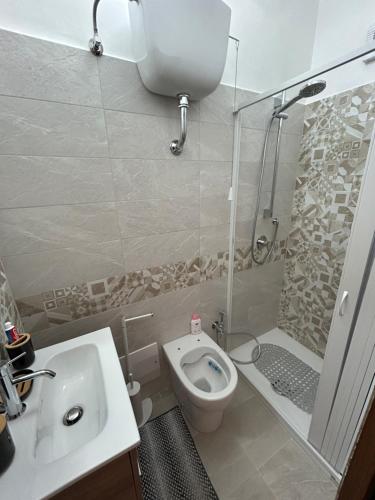 a bathroom with a toilet and a sink and a shower at Zi Maria in Roccasecca