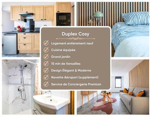 Ένα ή περισσότερα κρεβάτια σε δωμάτιο στο Duplex Cosy - Moderne - 15min Versailles