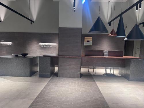 a kitchen with a counter top in a room at South Melbourne retreat in Melbourne