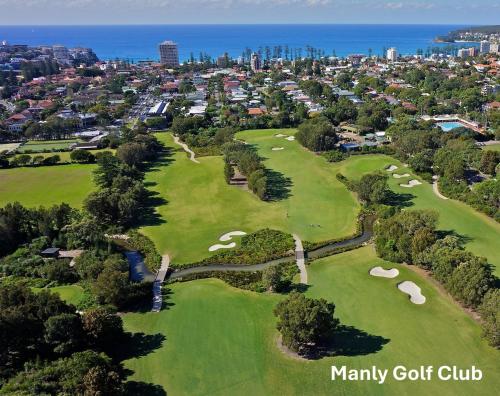an overhead view of a group of golf courses at Manly Moon in Sydney