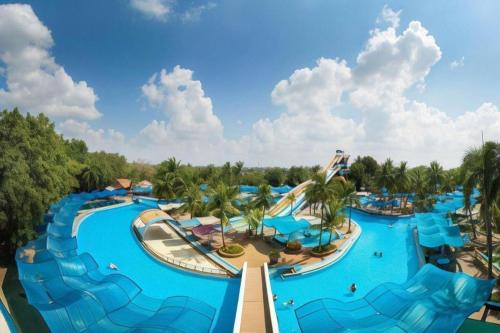 arial view of a water park with slides at 5 Diamond in Bangkok