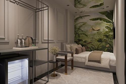 Ліжко або ліжка в номері Gấu Hotel Cầu Giấy