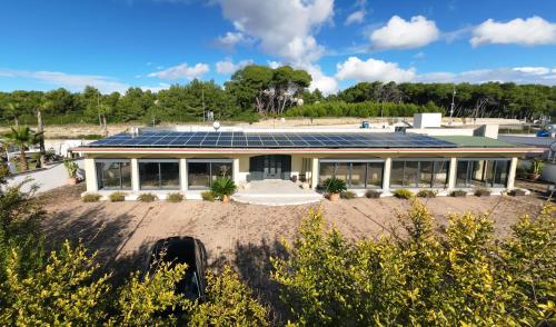 an aerial view of a house with solar panels on it at B&B Machiavelli in Gallipoli