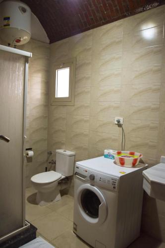 a bathroom with a washing machine and a toilet at Villa Sunrise in Luxor