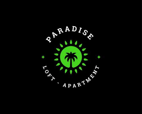 a green circle with a palm tree and the words paradise for agriculture at Loft paradisse in Melilla