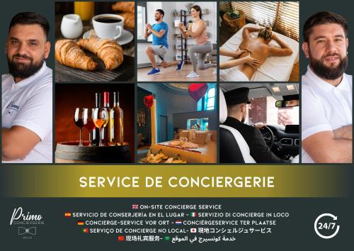 BuxyLe Saint-André - Clim - Loft romantique avec Jacuzzi - By Primo的一名男子锻炼的照片拼贴画