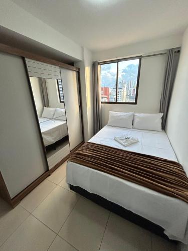 Postel nebo postele na pokoji v ubytování Melhores Flats - Coração de Tambaú, 500m do mar