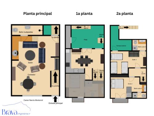 a floor plan of a house at Casa Jordi - Piedra y bóveda en el corazón de Cadaqués I 3 suites I 2 parkings I patio con bbq in Cadaqués