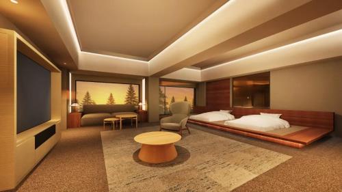 Postel nebo postele na pokoji v ubytování 嬉野温泉 枯淡嬉野