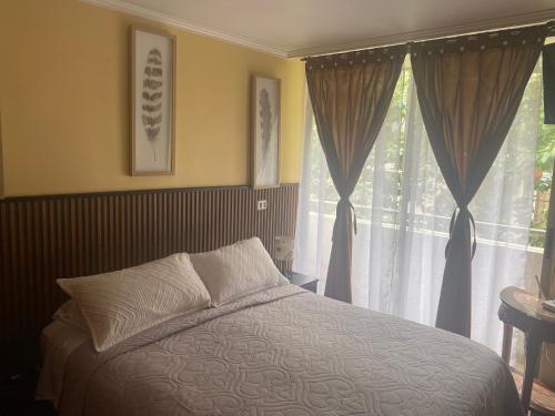 a bedroom with a bed and a window at Monica Canales in Santiago