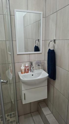 a bathroom with a sink and a mirror at MDA Myburgh in Brackenfell