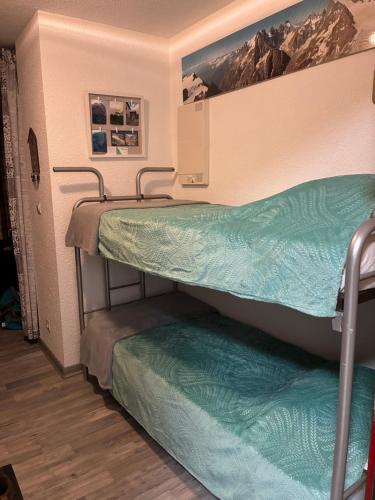 a pair of bunk beds in a room at Parc des Ecrins 05290 Les MAISONNETTES APPARTEMENT 4 Pers in Puy-Saint-Vincent