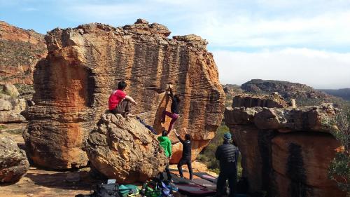a group of people standing on top of a rock at Kleinfontein in Clanwilliam