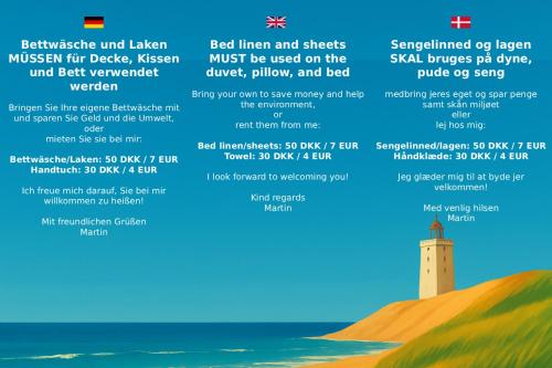 a poster of a lighthouse on a hill next to the ocean at Dream Sleep Inn in Aalborg