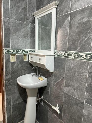 a bathroom with a sink and a mirror at Departamentos Mateo'S 655 in Ciudad Acuña