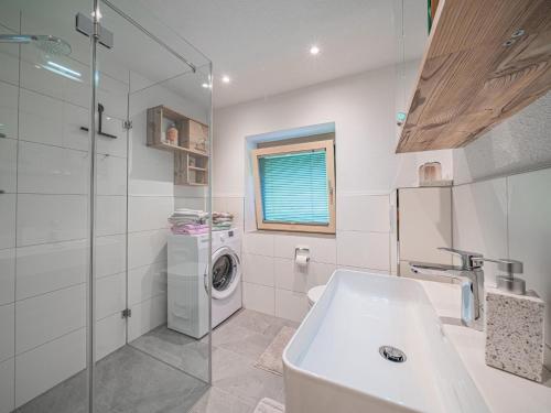 布里克森谷地霍普夫加尔滕Gastl的带水槽和洗衣机的浴室