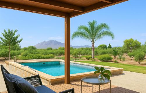 a view of a swimming pool from a patio at Beautiful Home In Guardamar Del Segura in El Camino de Catral