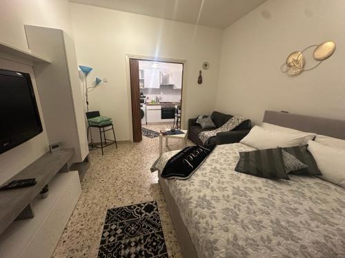 salon z łóżkiem i telewizorem z płaskim ekranem w obiekcie Adriana w mieście Corsico