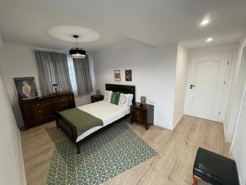 a bedroom with a bed and a rug at Sofia TS apartment in Craiova