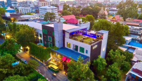 an overhead view of a building in a city at ISTY Design Hotel in Chiang Mai