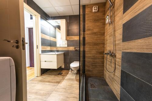 a bathroom with a toilet and a sink at NAR Royalton Suite #65 in Niš