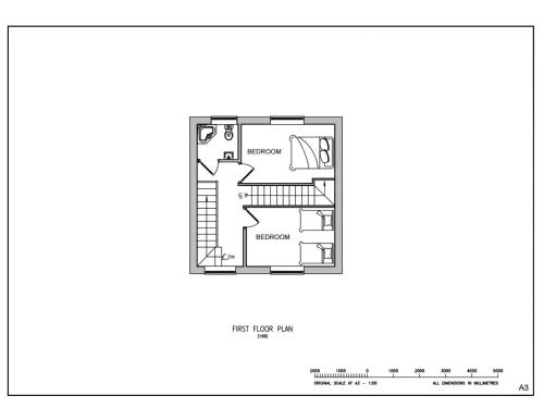 a floor plan of a proposed house at Tynffordd Fawr in Penrhyndeudreath